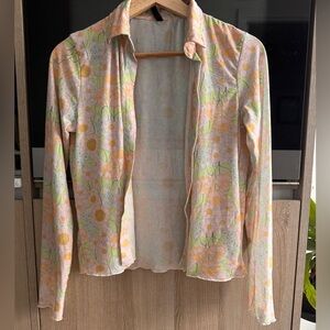 Indian Summer Floral Varsity Jacket - Orange and Green